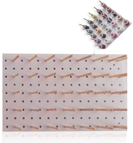 HERCHR Panneau Perforé, Organisateur Mural De Panneau Perforé, Panneau Perforé Blanc, Panneau Perforé en Bois, Panneau Perforé Mural avec 25 Crochets en Bois, Kit Combiné De Panneau Perforé