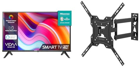 Hisense 40 HD 2023 40E43KT, Smart TV VIDAA U6, Game Mode, Controlli vocali Alexa & Grifema GB1004 Supporto Tv Parete, Per Tv a Schermo Con Ruotare e Inclinare Supporto Tv