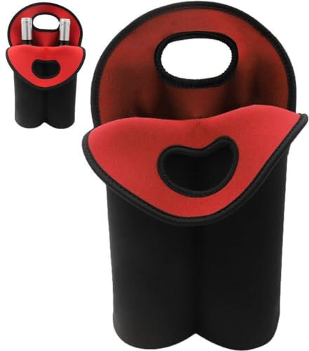 Baokuan Neoprene Wine Pouch Sleeve 2-bottle Wine Carrying Tote Portable Cooler Great for Wine Champagne Beer Water Bottles Sports