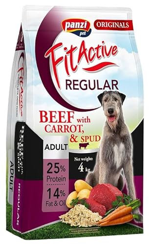 Panzi Pet - Fit Active – Regular Beef – Hundefutter ohne Geflügel mit Rind – Trockenfutter für mittelgroße bis große Hunde – 4kg