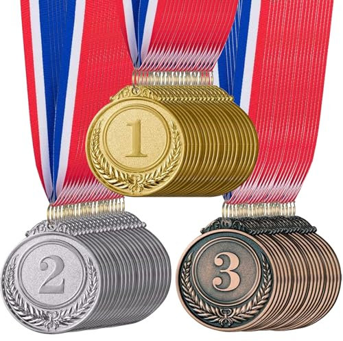 30 Pieces Gold Silver Bronze Award Medals for Awards,Metal Medal Winner Medals with Ribbon for Football Baseball Soccer Basketball Softball Gymnastics Team Sports Player Competitions Champion Gift