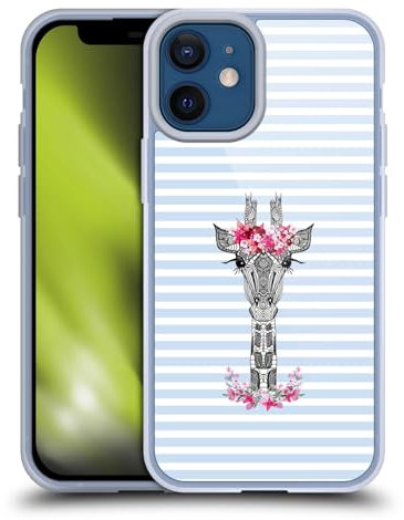 Head Case Designs Offizielle Monika Strigel Blau Blumen Giraffe Und Streifen Softgelhülle Kompatibel Mit Apple iPhone 12 Mini Und Kompatibel Mit Magsafe Zubehör