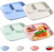 Getyjoe 4 Stück Speiseteller Geteilte Teller Teller Set Unzerbrechliches mit Unterteilung 3 Fächern Menüteller Wiederverwendbar Camping teller +4 Stück Dip Schalen Set für Kinder Und Erwachsene