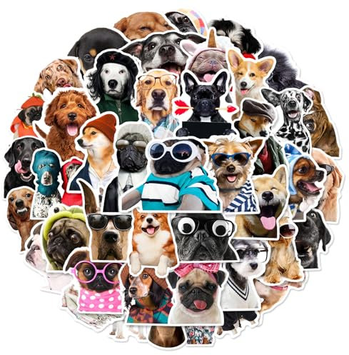 Dogs 50 Stück Hunde-Aufkleber, wasserfeste Vinyl-Aufkleber für Autos, Motorräder, Laptops, Fahrräder, Skateboards, Snowboards, Gepäck, MacBook, iPad und mehr, einfach anzubringen und abzuziehen