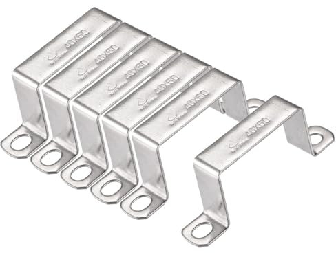 MACHSWON 38 x 61mm U Shaped Strut Connector Bracket 304 Stainless Steel Square Pipe Clamp for Door Closed Bar Holder 6pcs