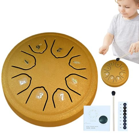 Regentrommel für draußen | 11,4 cm 8 Töne Stahlzungentrommel Regenspiel | Handpan Meditationstrommel für Garten | 8 Noten C Key Steel Drum Instrument -ni Handpan Instrument für Musikliebhaber