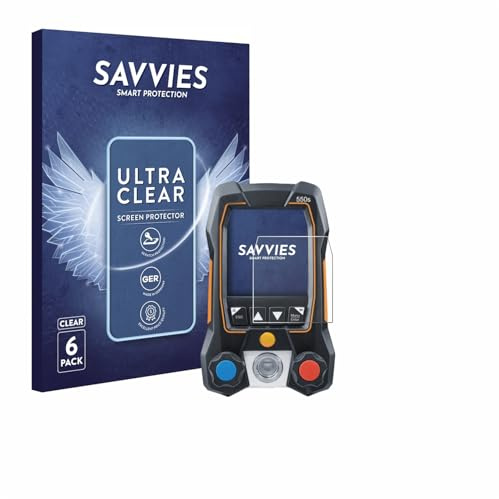 Savvies Schutzfolie für Testo 550s | 6 Stück Transparenter Displayschutz Made in Germany Ultra-Klar Displayschutz-Folie