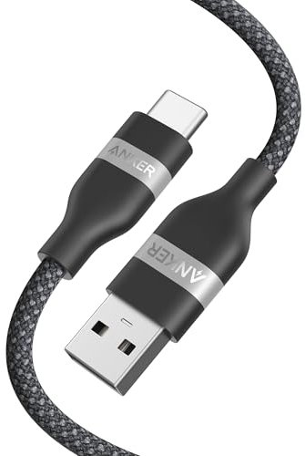 Anker USB 2.0 Cable, Upcycled Braided USB to USB-C Cord, USB A to USB C Charging Cord for iPhone 16/15 Series, MacBook Pro, Samsung Note20, iPad Air, and More (3ft)