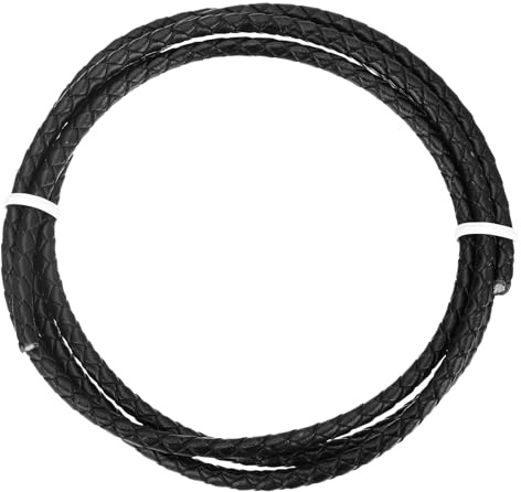 Rebower Round Braided Leather Cord 4mm Bolo Leather Cord String Rope for Jewelry Making, Necklaces, Bracelets, Wraps, Crafts, 1m/3.3ft, Black