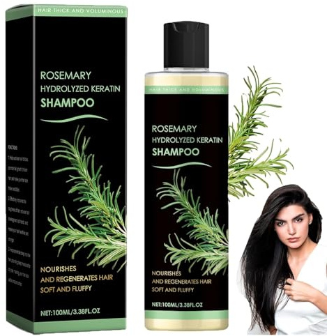 Rosmarin-Hydrolysiertes Keratin-Shampoo, Rosmarin-Hydrolysiertes Shampoo, Rosemary shampoo, Rosmarinblattöl-Shampoo,Weicher und flauschiger Reinigungs-Conditioner für Männer und Frauen (1PC)