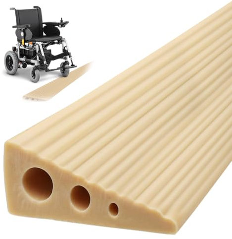Schwellenrampe 2,5x6,5x100cm, Schwelle Übergangsschiene Selbstklebend, rutschfeste Gummirampe Auffahrrampe für Rollstuhl, Kinderwagen, Rollator, Scooter, Türöffnungen oder Badezimmer, Braun