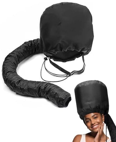 KGDUYC Fixation pour sèche-cheveux,bonnets de séchage pour casque,sèche-cheveux avec bande élastique pour fixation de capuche de sèche-cheveux,pour femmes et filles,cheveux mouillés et épais – Noir