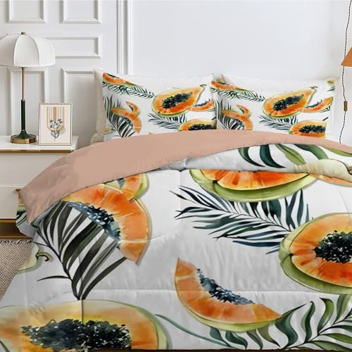 Bettdecke 135x200 4 Jahreszeiten, Wende GrüNe Pflanzen Steppdecke Waschbare, Bettdecke ohne Bezug Nutzbar, Leicht Weiche Schlafdecke 200GSM, Ganzjahresdecke Weiß mit 1 Kissenbezug (ohne Kissen), B569