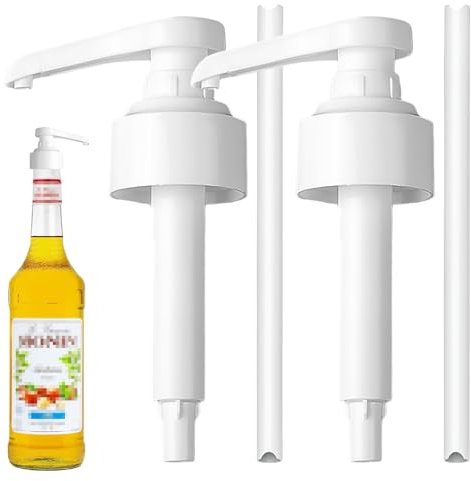 Lot de 2 pompes doseuses de 1 l de sirop, pompe doseuse pour boisson, distributeur de sirop réutilisable, pour bouteille en verre Monin de la pompe de rechange, compatible avec pompe à sirop Monin de
