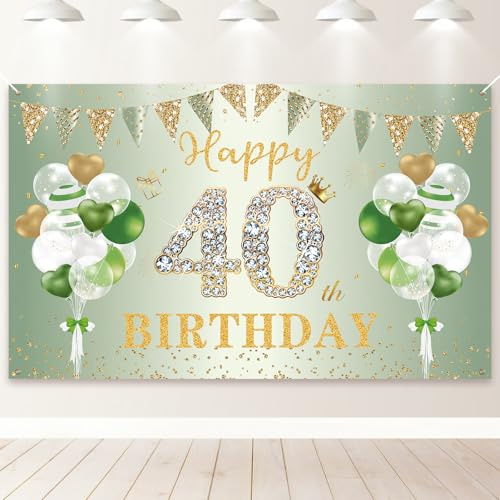 PartyYaa Cartel decorativo de 40 cumpleaños, pancarta de fondo de feliz cumpleaños 40, cartel de fondo extragrande para cabina de fotos de fiesta, póster para hombres y mujeres