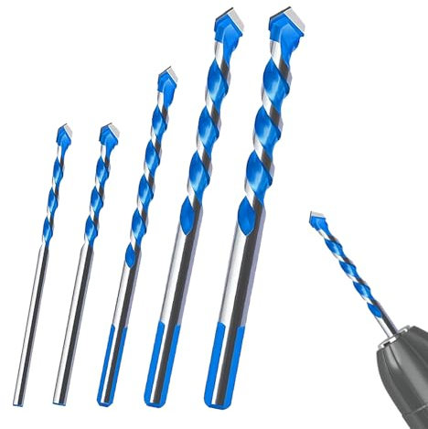 5PCS Concrete Drill Bit Set,Masonry Drill Bits Set,Straight Shank Triangle Carbide Drill Bit Tip,Shockproof Hammer Drill Bit Set for Concrete/Brick/Plastic/Cement/Tile,Sizes(4,5,6,8,10)