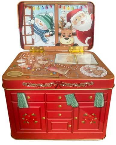 your castle Blechdose in Form eines Sideboards Weihnachtsbesuch Keksdose Deko Box Weihnachts-Kekse Advent Plätzchen Aufbewahrung, Volumen: 1.2 L, Maße: 14,5 x 10 x 10 cm