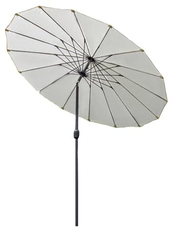 DLAZUM 250 cm/8,2 Fuß Shanghai Gartenschirm, weißer neigbarer Balkonschirm, Tischschirm für den Außenmarkt mit Kurbelgriff, 18 stabile Streben für Terrasse, Garten, Pool und STR,White-250cm