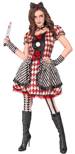 W WIDMANN MILANO Party Fashion Kostüm Harlekin Puppe für Damen | Kleid, Haarreif mit Schleife, Halsband und Handschuhe