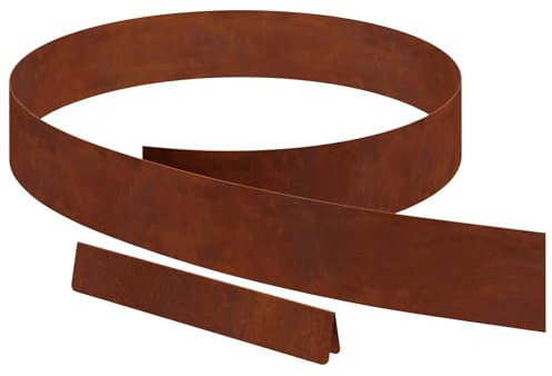 vidaXL Raseneinfassung Rostig 450 x 0,05 x 15 cm Wetterfeststahl, Garten und Terrasse, Moderne Randeinfassung für Außenbereiche, Pflanzenbeete, Elegantes Design