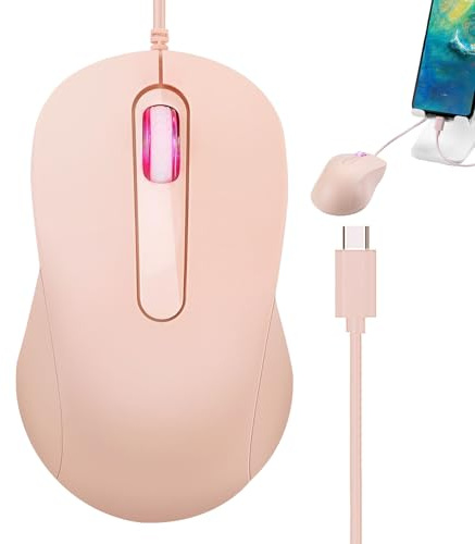 Ratón con cable - Ratón con cable USB C | Accesorio silencioso ergonómico Plug And Play, accesorios ABS universal para teléfonos móviles, ordenadores portátiles, tabletas, hombres y mujeres, oficina