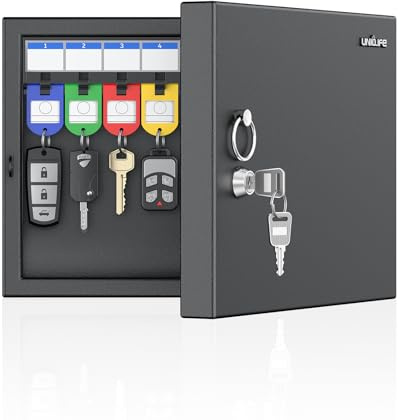 Uniclife 16-Schlüssel Schlüsseltresor, Wandmontage-Schlüsselkasten, Auto-Schlüssel-Organizer mit Beschriftbaren Schlüsselablagen und Etiketten, Auto-Schlüsselhalter Aufbewahrungsbox für Büro