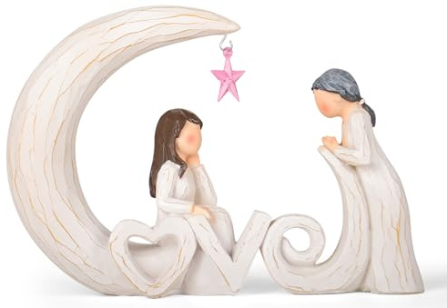 Mutter Tochter Geschenk Mutter Tochter Figur - Skulptur Aus Kunstharz Mit Liebesbriefen Und Rosa Stern Mutter Geschenk – Sentimentale Geburtstagsgeschenke Für Mütter Von Ihren Töchtern Zum Muttertag
