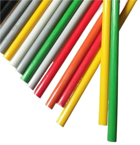 2 barres en fibre de verre haute résistance - 6 mm x 500 mm, barres en fibre de verre pleine de couleurs variées(Black)