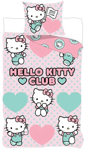 Hello Kitty Bettwäsche 135x200+80x80 – Wendebettwäsche | Offiziell lizenziert | Sanrio | 135x200+80x80 cm | Mädchen | Geschenk | Einzelbett