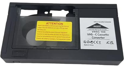 Convertitore VHS-C per riproduzione standard del deck VHS, porta a nastro trasparente, configurazione batteria AA, non per formati Hi8 MiniDV da 8 mm