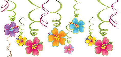 Amscan 679293 - Hängedekoration Hawaii, 12 Deko-Spiralen, Mottoparty