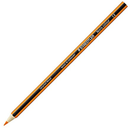 STAEDTLER Buntstifte Noris colour, orange, rutschfeste Soft-Oberfläche, hohe Bruchfestigkeit, Made from Upcycled Wood, intensive Farben, Sechskantformat, 12 orange Farbstifte, 185-4