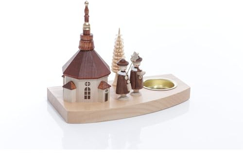 Rudolphs Schatzkiste Teelichthalter Kirche BxHxT ca 17x13x9 cm NEU Teelicht Kerzenhalter Gotteshaus Seiffen Erzgebirge Kurrendefiguren Sternsänger Weihnachten Winter Baum Ringelbaum