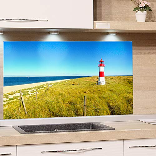 GRAZDesign Küchenrückwand Spritzschutz Glas Sylt Nordsee Landschaft - Spritzschutz Küche Glas, Glasrückwand Wandschutz - alle Untergründe 4mm ESG Glas, 80x60cm