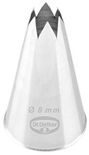Dr. Oetker Sterntülle 8 mm, Sterntülle aus der Tüllen-Manufaktur, Backzubehör zum Dekorieren (Farbe: silber), Menge: 1 Stück