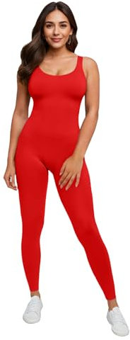 Damen-Strampler, Jumpsuits, Trikots und Bodysuits – Einteiler, Tanktop-Outfits, Figurformende Workout-Pullover und Body Suits., Rot/Ausflug, einfarbig (Getaway Solids), Medium