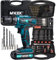 MYLEK 18V Cordless Drill Driver Electric (131 Piece Drill Set & 1 Battery, Blue)