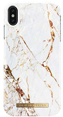 IDEAL OF SWEDEN Bedruckte Handyhülle, niedliches buntes Muster, Marmor Print schützende Abdeckung aus Hartplastik mit Mikrofaserfutter für das iPhone. Kompatibel mit iPhone XS Max (Carrara Gold)