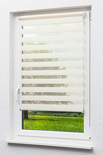 LYSEL Doppelrollo mit Trägerprofil (B x H) 75cm x 150cm in beige/hellelfenbein, zum Klemmen und Schrauben