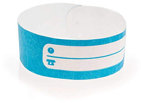 100er-Set Papier-Armbänder mit Beschriftungsfeld - Blau | Ideal für Kinder und Senioren - Stabiler, Übertragungsfreier Klebeverschluss