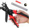 Leder Locher [Volles Set] Diyife® Professionel Gürtel Locher, Haushalt Revolverlochzange, Mit 2 Extra Punch Platten &Lineal, 6 Größen, Für Gürtel, Kunsthandwerk, Karte, Gummi, usw. - Rot