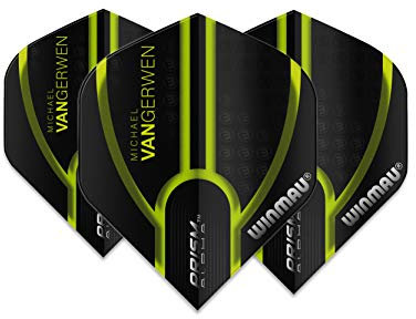 WINMAU MvG Michael Van Gerwen Prism Alpha Schwarz und Grün Extra Dicke Dart Flights - 1 Sätze pro Packung (3 Flights insgesamt)