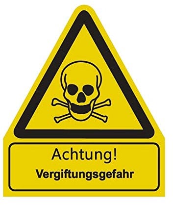 Aufkleber „Achtung Vergiftungsgefahr“ Kombi Warnung Folie nach ISO 7010 W016 | 210x245 mm Made in Germany