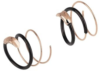 Breil, Collezione Wrap, Orecchini Donna, in Acciaio Lucido IP Rose e IP Black, con Design Elegante e Incisioni per Orecchio Destro e Sinistro, Misura 1,5 Cm, Neri e Rosa