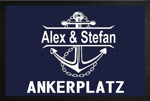 Verlag HE Fußmatte Ankerplatz m. Namen Geschenk Einzug Richtfest maritim Boot Yacht Schiff Norden Meer Hochzeit aussen innen lustig