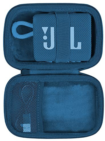 co2CREA Duro Viaggio Caso Copertina per JBL GO 4 / JBL GO 3 / Go 3 Eco Speaker portatile waterproof(solo scatola) (Custodia nera+interno blu)
