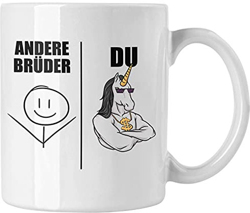 Trendation Bruder Geschenk Tasse Spruch Bester Bruder Geschenkidee von Schwester für Brüder