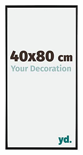 Your Decoration - Bilderrahmen 40x80 cm - Schwarz Hochglanz - Bilderrahmen aus Kunststoff mit Acrylglas - Antireflex - 40x80 Rahmen - Evry