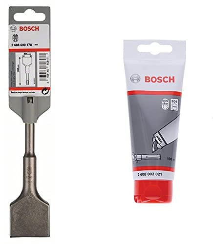 Bosch Professional Spatmeißel SDS-plus (Länge 140 mm) + Bosch Professional 100 ml Schmierfett Tube (für SDS plus & SDS max Bohrer/Meißel, Zubehör Bohrhammer)