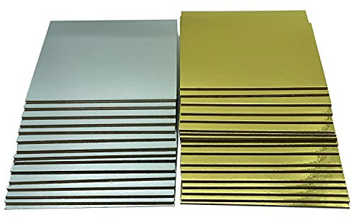 Juego de bases de tartas rectangulares, doradas y plateadas de cartón de 3 mm de grosor en varias cantidades para servir, transportar y apilar tartas y pasteles